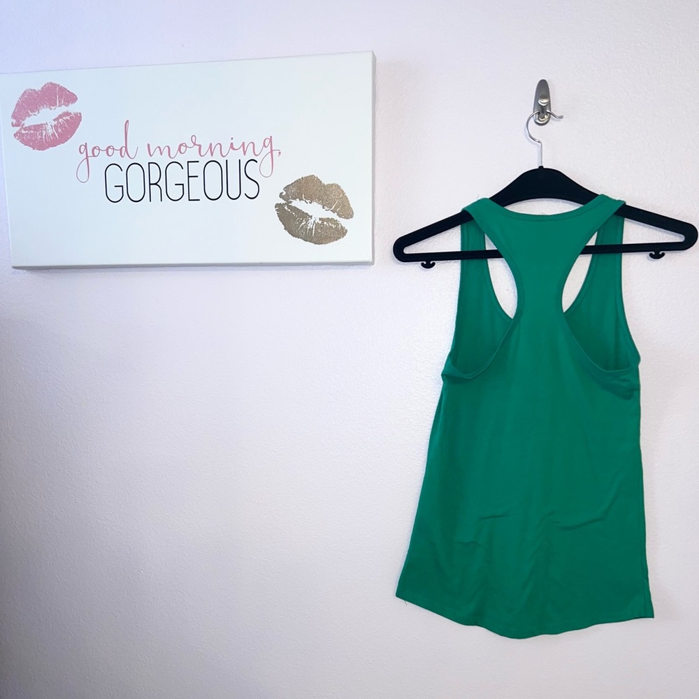 Clementine Green Razor Back Tank Top - Picture 2 of 6